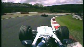 Montoya vs M Schumacher Onboard F1 2004 Belgium [upl. by Atikihs]