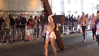 Jesus Christ at the Virgin London Marathon 2015 [upl. by Wunder982]