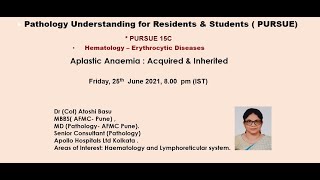 Pursue 15 C Uploaded Hematology – Aplastic Anemia  Acquired amp Inherited [upl. by Otir417]