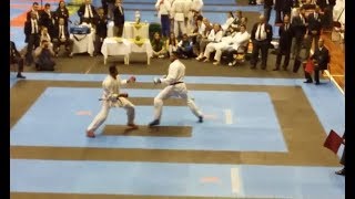 Luta forte de Karate WKF Kumite por Equipes SC vs SP Campeonato Brasileiro CBK 2015 etapa Foz [upl. by Pyotr]