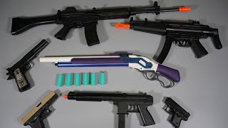 Shell ejecting Winchester M1887 Toy Gun  MP5 Airsoft Gun  Colt M1911 REALISTIC TOYGUNS collection [upl. by Ordnagela773]