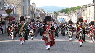 Scotland the Brave by the Massed Bands on the march after the 2019 Dufftown Highland Games in Moray [upl. by Ydnyc]