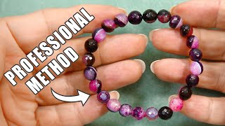 How To Make A Beaded Elastic Bracelet  No Glue Professional Method  Easy DIY jewelry tutorial [upl. by Milicent]