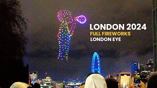 Happy New Year 2024  Full London Eye Fireworks from Lambeth Bridge [upl. by Fonville]