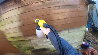 Cuprinol Ducksback test on my shed with the Wagner fence sprayer [upl. by Ellac]