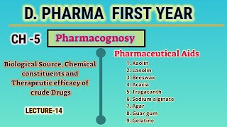 Pharmaceutical AidsL14CH5PharmacognosyDPharmFirst year [upl. by Pugh192]