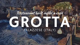 Breathtaking RESTAURANT carved inside a cave Grotta Palazzese Italy [upl. by Nivlag471]