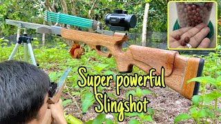 How to make super powerful mechanical slingshot rifle [upl. by Yahsram952]