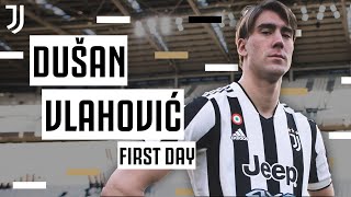 Dušan Vlahovićs first day as a Juventus player  Behind the scenes 🎬 [upl. by Hamer675]