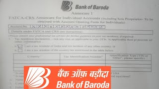 How to Fill Bank Of Baroda Fatca Form in 2024 [upl. by Allyce]