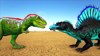 BATALHA MORTAL ENTRE TREX E ESPINOSSAURO  JOGO DE DINOSSAURO ARK SURVIVAL EVOLVED [upl. by Asnerek]