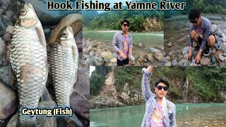 Hook Fishing at Yamne River Fish Hook Local style River fishing Arunachal Pradesh [upl. by Enihpets]