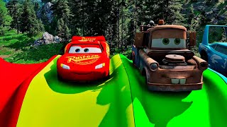 Flatbed Trailer Truck Rescue  Cars vs Rails  Speed Bumps  BeamNGDrive [upl. by Yuma]