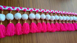 EASY DOOR HANGINH TORAN WITH WOOLEN DIY WOOLEN DOOR HANGING TORAN TORAN MAKING [upl. by Nahem353]