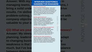 Job Interview Questions and Answers For Manager Position [upl. by Chelsie]