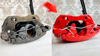 Rusty Brake Caliper Restoration in 9 MINUTES [upl. by Kirred]