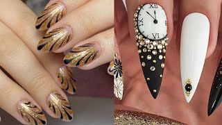 How to make stylish nail at homeeasy new year nails designnail art design new year 2024mash charm [upl. by Lipman]