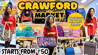 Crawford market mumbai Wholesale market of Ladies bags amp purses Travelling SchoolampCollege bags [upl. by Enaira]