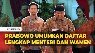 FULL Daftar Lengkap Kabinet Merah Putih Presiden Prabowo Subianto Umumkan di Istana Merdeka [upl. by Yemrej]