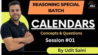 Calendars  SessionI  Reasoning  Udit Saini  SNAP NMAT TISS CMAT MAHCET amp MAT [upl. by Tyrone]