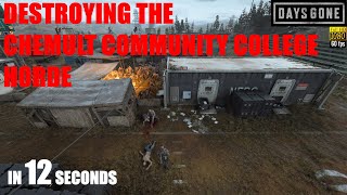 Days Gone PS5  THE CHEMULT COMMUNITY COLLEGE HORDE  Destroying This 125 Strong Horde In 12 Seconds [upl. by Aitnahs]