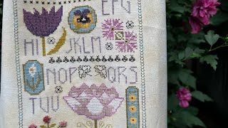 M Designs Floral Sampler Chart 044 Цветочный сэмплер готовая работа [upl. by Nytsirc]