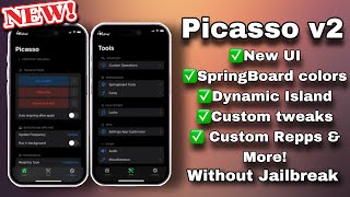 New UI Picasso v2 IPA KFD for iOS 166b116515 for A12  A16  Tweaks without Jailbreak [upl. by Elspet860]