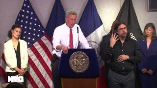 Mayor de Blasio Holds Press Conference on Extreme Heat [upl. by Ahsieyk]