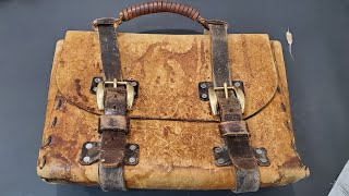 Conditioning a 50 year old leather bag with Chamberlains Leather Milk  ASMR [upl. by Juanne809]