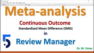 Meta analysis for continuous outcome using Standardized Mean Difference SMD in Review Manager RevMan [upl. by Aleck]