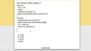 Java MCQs on static and initializer block part1 [upl. by Laverna442]