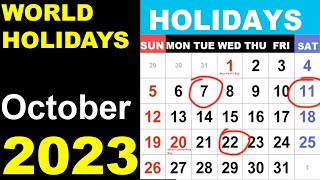 October 2023 Holidays and Observances Around the World by Country date and month in 2023 [upl. by Avad]