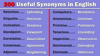 200 Useful Synonym Words in English  Build up Your English Vocabulary [upl. by Nairrod887]