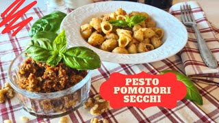 PESTO DI POMODORI SECCHI NOCI BASILICO  Pesto per bruschette  Pesto rosso  Pesto noci [upl. by Anaiq]