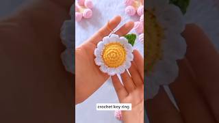 crochet key ring 🥰easy and cute flower keyring likeflowerkeyringcrochet [upl. by Boardman149]