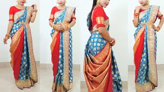 বিয়ে বাড়ি শাড়ী পরা নিউ স্টাইলস  Atpoure Bridal Saree Draping  Bengali Style Saree Draping [upl. by Acirretal572]