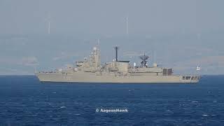 Hellenic Navy Frigates and Support Vessel during Parmenion 23 at Chios island in east Aegean Sea [upl. by Josefina672]