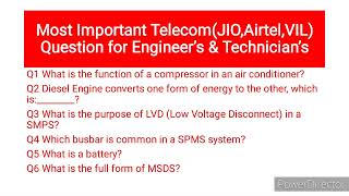 Most Important TelecomJIO Airtel VIL BSNL Question for Engineers amp Technician [upl. by Carena299]