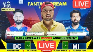 🔴LIVE MI vs DC Dream11 Prediction  MI vs DC Dream11 Team  Dream11  IPL 2024 Match  20 Prediction [upl. by Cooe]