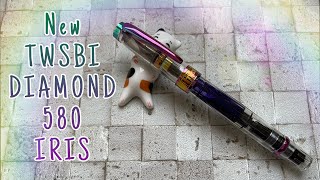 TWSBI DIAMOND 580 IRIS 2022 UNBOXING  INKING  WRITING  DeAtramentis Document Ink Violet [upl. by Ambur]