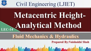 Lec14Analytical MethodMetacentric height Fluid Mechanics and Hydraulics  Civil Engineering [upl. by Warfourd]