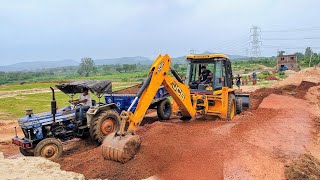 Jcb 3dx Machine Working Mud Loading With Mahindra and Swaraj Tractor  Jcb and Tractor Cartoon Video [upl. by Treve]