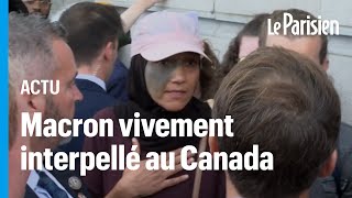 « Le Hamas est un mouvement de résistance »  léchange tendu entre Macron et des manifestants [upl. by Eigla153]