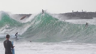 PRO Surfers and Skimboarders charge INSANE shorebreak at Wedge  Spring 2021 [upl. by Notsuj483]