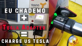 Tesla Adapter works with CHADEMOCharge US Tesla in EUSupercharger or Chademo [upl. by Assir]