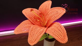 ¡¡Es tan fácil FLORES LIRIOS TEJIDO A CROCHET CON PUNTADAS BÁSICAS ¡¡hermoso [upl. by Millhon314]