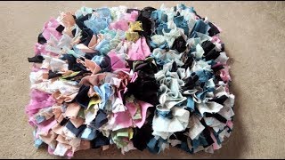 DIY doormat making doormat out of unused cloths or pieces of fabrics retaso [upl. by Loar]