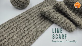 Crochet Scarf for Men  Easy Crochet Pattern for Beginners  Ribbed Line stitch for blankets scarf [upl. by Aklog]