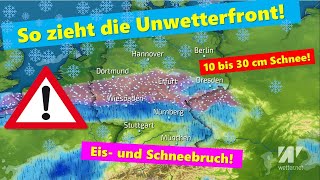 EXTREMES UNWETTER So ziehen Eisregen gefrierender Regen und Schnee Unwetterfront über Deutschland [upl. by Shelman]