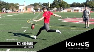 2 Ranked Punter in America  Kai Kroeger  Kohls Kicking Camps [upl. by Tegdirb]